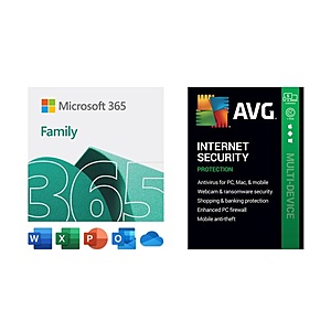 12-Month Microsoft 365 Family combos | w/ AVG for $59.98 or w/ H&R Block for $69.98
