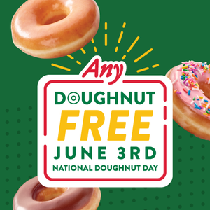 Krispy Kreme Stores: Any Doughnut Free on (Friday, June 3, 2022) + New Free Mystery Glaze Doughnut on 6/10 for Attending (for National Doughnut Day) & More!