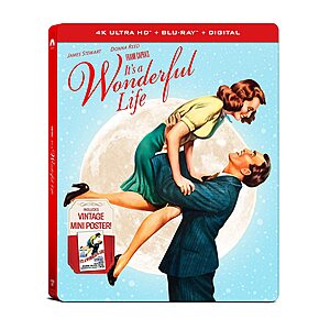 It's a Wonderful Life Steelbook (1946) (4K UHD + Blu-ray + Digital) $10