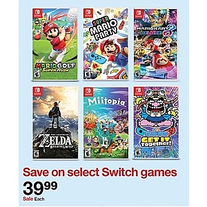 *Starts 8/14* Target Offer: Nintendo Switch Physical Games: Mario Golf: Super Rush, WarioWare: Get it Together!, Miitopia, Mario Kart 8: Deluxe $39.99 Each + Free Shipping