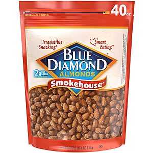 Blue Diamond Almonds Smokehouse Flavored Snack Nuts, 40 Oz Resealable Bag (Pack of 1) - $10.39 Amazon