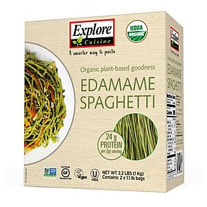 Explore Cuisine Organic Edamame Spaghetti - 2.2 lbs - Low-Carb, Keto-Friendly Pasta - High in Plant-Based Protein - Non-GMO, Gluten Free, Vegan, Kosher - $10