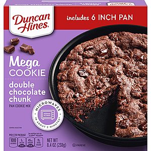 Duncan Hines Mega Cookie Double Chocolate Chunk Pan Cookie Mix w/ 6-inch Pan, 8.4 OZ - $1.87 or less - FS w/ S&S