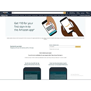 Get a $10 Amazon Gift Card for your first sign-in to the Amazon app YMMV - FREE.