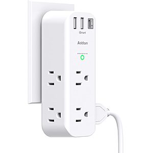 Prime Members: Addtam 6-Outlet 15A 1800J Wall Outlet Surge Protector $9.45