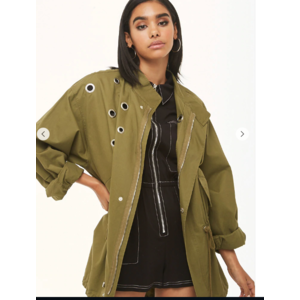 Forever 21 Extra 40% Off Clearance: Women's Grommet Zip Front Jacket $6, Women's Ornate Chiffon Swing Cami $2.40 & More + Free S/H $50+