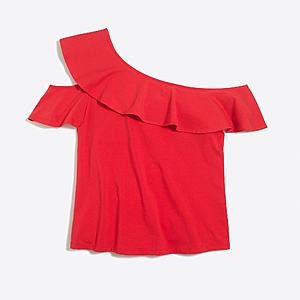 J. Crew Factory Clearance: Women's One Sleeve Off Shoulder Top $5.99, Men's Slim Anchor Pique Polo $8.99 & More + Free S/H