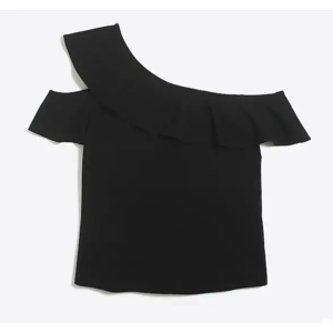 J. Crew Factory Extra 50% Off Clearance: Women's One Sleeve Off Shoulder Black Top $4.99, Men's Midnight Ocean Slim Fit Printed Shirt $9.49 & More + Free S/H Rewards Members