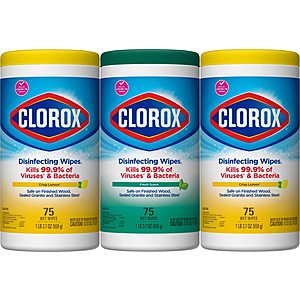 3-Pack 75-Count Clorox Disinfecting Wipes Value Pack $6.99