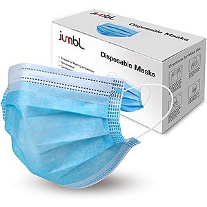 50-Pack Jumbl Blue Disposable Protective Face Masks $3.99 + FS with Prime or $25+