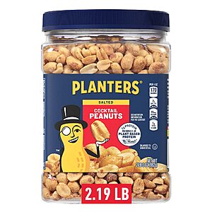 PLANTERS Salted Cocktail Peanuts, Party Snack, Salted Nuts, 35oz - Amazon Subscribe & Save $4.20