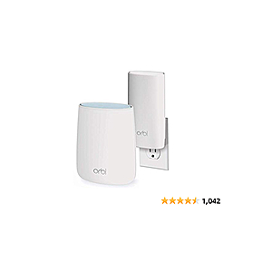 NETGEAR Orbi Compact - WiFi router and wall-plug satellite extender with speeds up to 2.2 Gbps over 3,500 sq. feet, AC2200 (RBK20W) - $150 Deal of the Day - $150