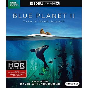 Blue Planet II [4-Disc 4K Ultra HD Blu-ray] $9.99, Planet Earth II + Blue Planet II 6-Disc Collection $14.99 Best Buy, Amazon