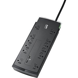 APC 12-Outlet 4320 Joule Surge Protector Power Strip w/ 2 USB Ports $25