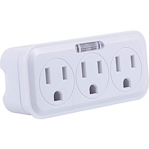 GE 3-Outlet Extender Wall Tap with Guide Light, Grounded Adapter, 3-Prong, Indoor Rated, UL Listed, White, 14494 $3.74