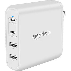 Amazon Basics 100W 4-Port GaN Wall Charger w/ 2 USB-C Ports & 2 USB-A Ports $35.70 + Free Shipping