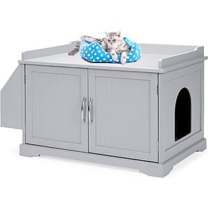 Best Choice Products Large Wooden Cat Litter Box Enclosure (Gray or White) $50 + Free Shipping