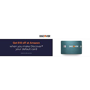 *ymmv* $10 off Amazon.com Order when Paying w/ Discover Credit Card