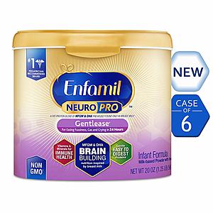 6-Pack of 20oz Enfamil NeuroPro Gentlease Infant Formula Powder $94.55 or Less w/ S&S & More + Free Shipping ~ Amazon