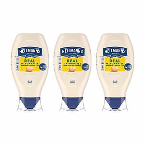 3-Pack of 20oz Hellmann's Real Mayonnaise Squeeze Bottle $6.75 or Less w/ S&S + Free Shipping ~ Amazon