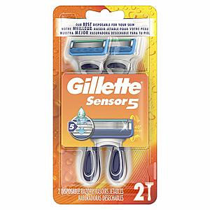 2-Count Gillette Sensor5 Men's Disposable Razors $2.32 or Less w/ S&S + Free S&H ~ Amazon