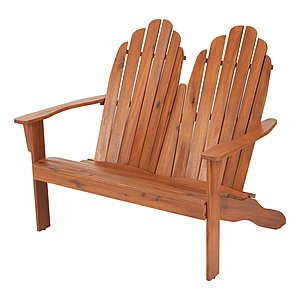 Adirondack Wood Bench Natural/Dark Brown with FREE shipping $43.88