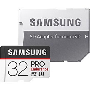 32GB Samsung Pro Endurance U1 microSDHC Memory Card w/ Adapter $8