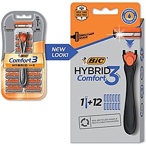 12-Pack BIC Comfort 3 Hybrid Men's 3 Blade Disposable Razor Cartridges + Handle $3.45 w/ Subscribe & Save