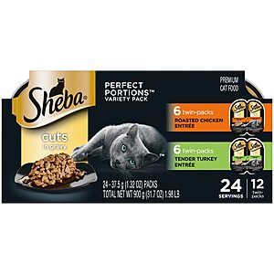 24-Pk 1.32-oz Sheba Perfect Portions Adult Wet Cat Food Trays (Chicken & Turkey) $6.50 (Select Accounts) w/ Subscribe & Save