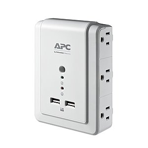 $12.95 APC 6-Outlet Wall Surge Protector 1080 Joules with USB Charging Ports (P6WU2)