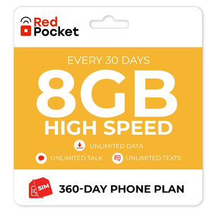 $17.50/Mo Red Pocket Prepaid Phone Plan+Kit: Unlmtd Everything 8GB 5G/LTE - $210.00