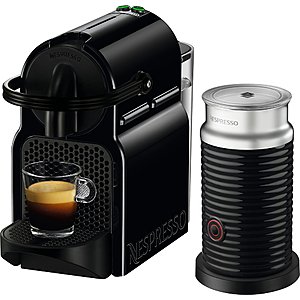 Nespresso - Inissia Espresso Machine with Aeroccino Milk Frother by DeLonghi - Intense Black $99.99