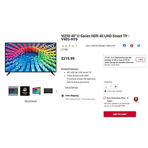 VIZIO 40 inch HDR 4K Smart TV( V405-H19) - 120Hz (B-J's) $220