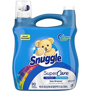 95-Oz Snuggle SuperCare Liquid Fabric Softener (Sea Breeze) $5.55 w/ S&S + free shipping w/ Prime or on $25+
