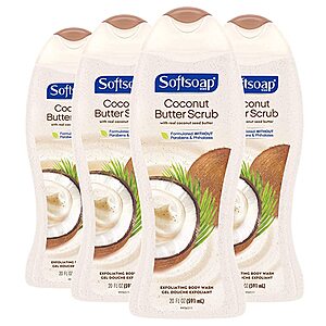 4-Pack 20-Oz Softsoap Exfoliating Body Wash (Coconut Butter Scrub) $12 ($3 each) & More w/ S&S + free shipping w/ Prime or on $25+