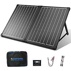 ACOPOWER 100w 12V Portable Monocrystalline Solar Panel Suitcase w/ Waterproof 20A Charger Controller & 2 Kickstands $150 + Free Shipping