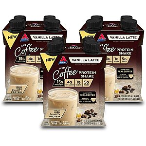 12-Pack 11-Oz Atkins Protein Shake: Iced Coffee (Vanilla Latte) $10.80 w/ Subscribe & Save