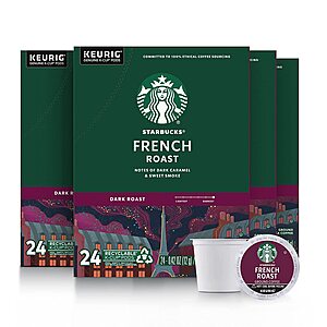 96-Count Starbucks K-cup Coffee Pods: Dark Roast French Roast $38.25, Medium Roast Pike Place Roast $39.20 & More + Free Shipping