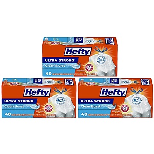 Hefty Trash Bags: 40-Count 13-Gallon Ultra Strong (Clean Burst) 3 for $15 & More w/ Subscribe & Save