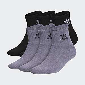 6-Pairs adidas Men's or Women's Athletic Quarter / Crew / No-Show Socks $9 + Free Shipping