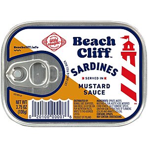 12-Ct 3.75-Oz Beach Cliff Wild Caught Sardines (in Mustard Sauce, & More) $10.95 w/ Subscribe & Save