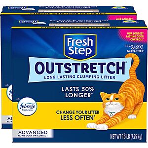 32-lbs (2x 16-lbs) Fresh Step Outstretch Clumping Cat Litter $16.20 & More w/ S&S + Free S/H