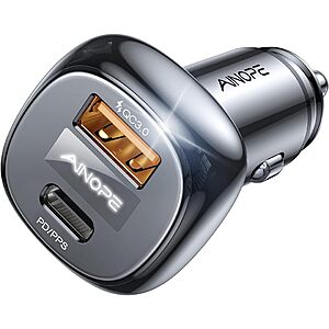 Ainope 66W All Metal Dual Port Fast Car Charger (PD 36W & QC 30W) $7.90 + Free Shipping w/ Prime or on $25+