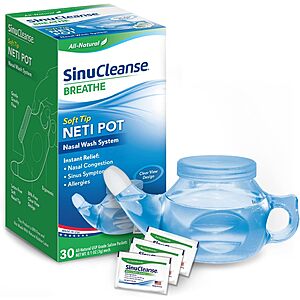 SinuCleanse Soft Tip Neti Pot Nasal Wash w/ 30 Saline Packet $3.30 w/ S&S + Free Shipping w/ Prime or on $25+