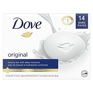 14-Count 3.75-Oz Dove Beauty Soap Bars (Original or Sensitive Skin) $8.55 w/ Subscribe & Save