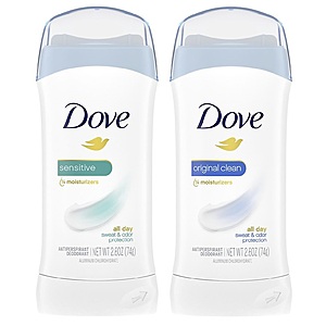2.6-Oz Dove Antiperspirant Deodorant (various scents) 2 for $0.65 + Free Store Pickup ($10 Minimum Order)