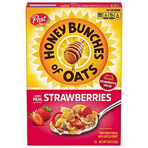 11-Oz Honey Bunches of Oats Cereal (Strawberry) $1.85 w/ S&S + Free Shipping w/ Prime or on $25+
