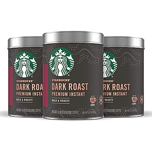 **Price Drop** 3-Pack 3.17-Oz Starbucks Premium Instant Coffee (Dark Roast) $16.80, (Medium Roast or Blonde Roast) $17.35 ($5.78 each) w/ S&S + Free Shipping w/ Prime or on $25+