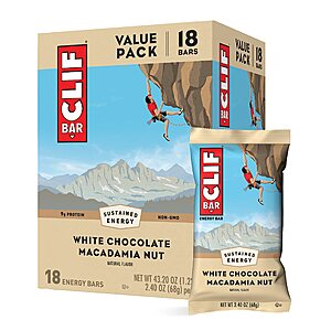 18-Ct 2.4-Oz CLIF Bar Energy Protein Bars (White Chocolate Macadamia) $12.25 ($0.68 each) w/ S&S + Free Shipping w/ Prime or on $35+
