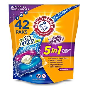 42-Ct Arm & Hammer Plus OxiClean w/ Odor Blasters Laundry Detergent Power Paks $4.90 w/ S&S + Free Shipping w/ Prime or on $35+